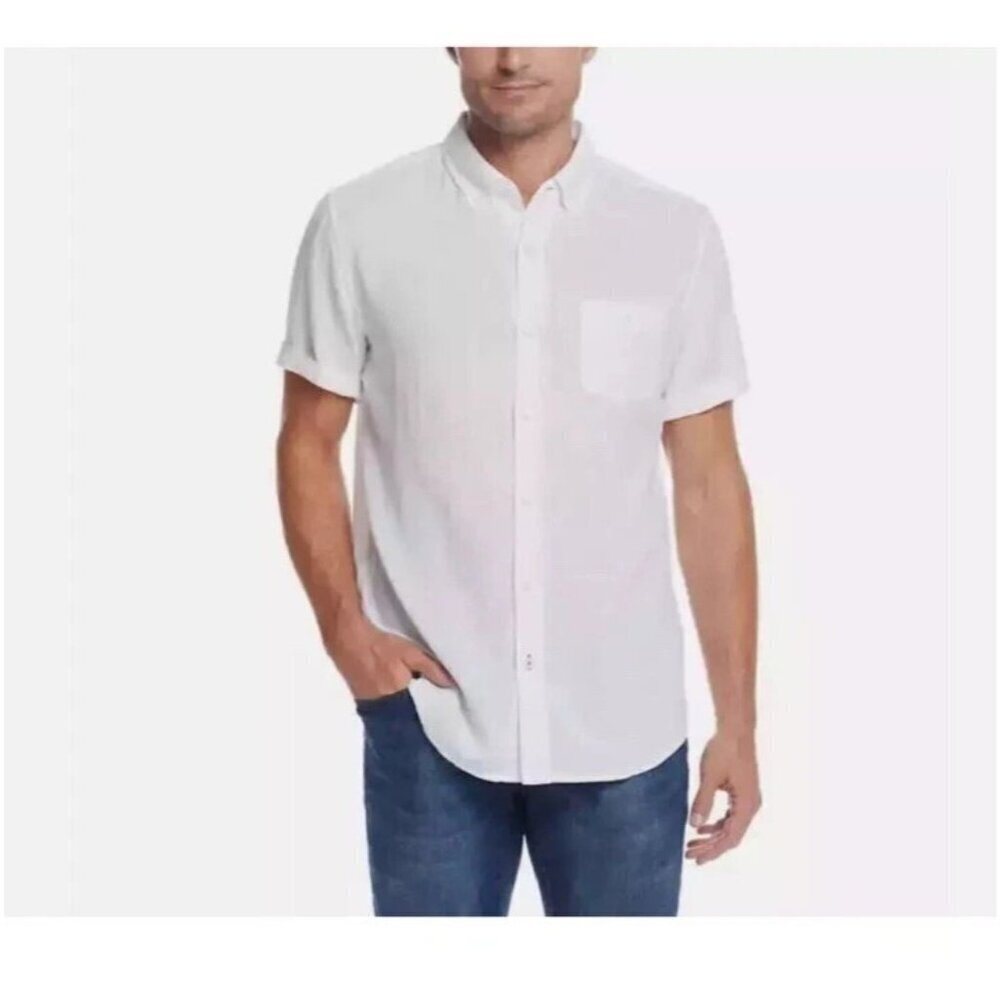 Weatherproof White Short-Sleeve Button-Down Casual Shirt